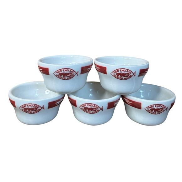 Vtg Jackson China New England Oyster House Restaurant Ware Soup Cups Bowls Set 5
